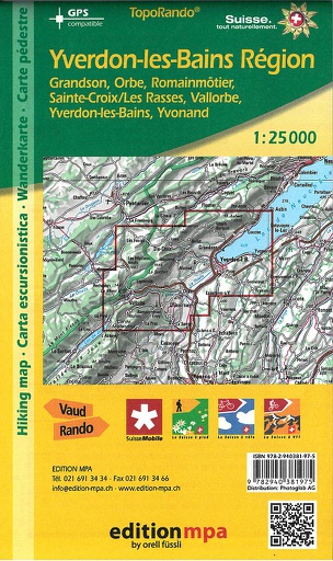 [BZ19951078] Carte pédestre 1:25'000 (VD) Région Yverdon-les-Bains