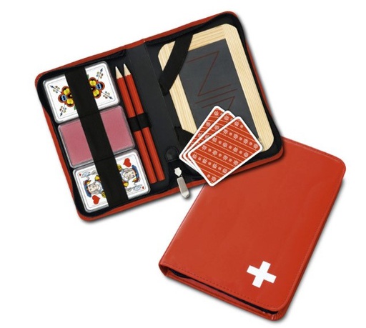 [BZ28366634] JASS 2 jeux de 36 cartes (F+D) dans étui Suisse +accessoires