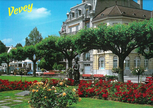 [1017090] Postcards 17090 Vevey, statue Chaplin