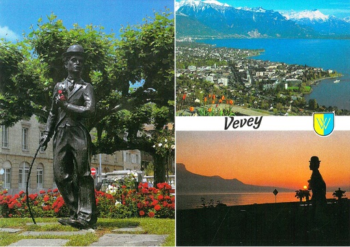 [1017091] Postcards 17091 Vevey, statue Chaplin