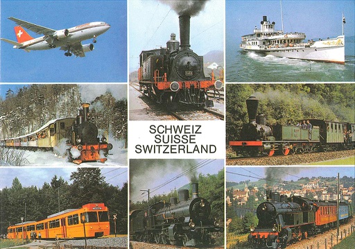 [1018002] Postcards 18002 CH Trains, avion, bâteau