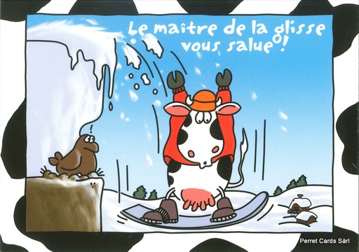 [24709] Postcards 24709 w Vaches (Le maître de la glisse vous salue !)