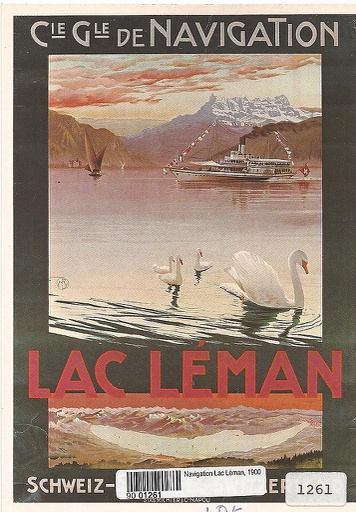 [9001261] Postcards A6 Litho 01261 Affiche Navigation Lac Léman 1900