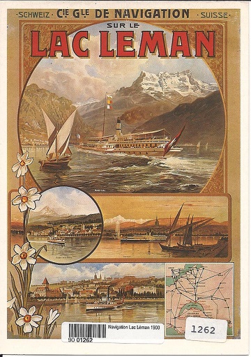 [9001262] Postcards A6 Litho 01262 Affiche Navigation Lac Léman 1900