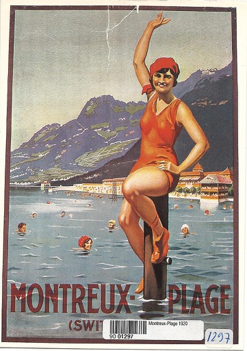 [9001297] Postcards A6 Litho 01297 Affiche Montreux-Plage 1920