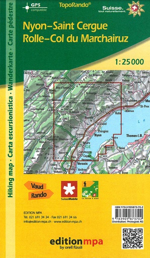 [BZ24490690] Wanderkarte 1:25'000 (VD) Nyon, Saint Cergue, Rolle, Col du Marchairuz