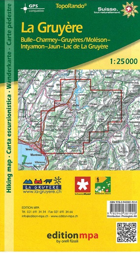 [BZ18234871] Carte pédestre 1:25'000 La Gruyère, Bulle, Charmey, Jaun, Intyamon