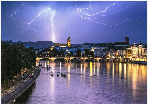 [1027571] Postcards 27571 Basel nächtliches Blitzgewitter