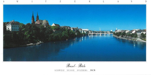 [7945036] Postcards Pano 45036 Basel (Bâle, cathédrale et Pont du Milieu)