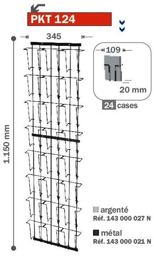[Pkt124] Wanddisplay 24 Fächer HF für Postkarten A6 Hochformat