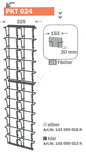 [Pkt024] Wanddisplay 24 Fächer QF für Postkarten A6