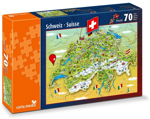 [BZ25101888] Puzzle 70 pcs [7245 0] Carte illustrée de la Suisse