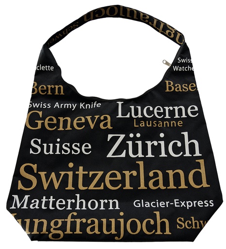 [2024605] Tasche Polyester 44cm schwarzgold