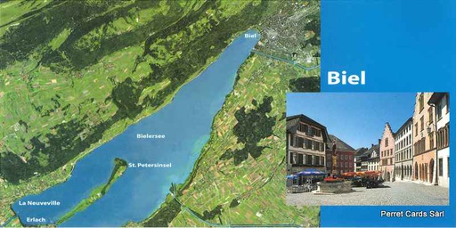 [7945287] Postcards Pano 45287 Biel, lac de Bienne, Erlach (Cerlier), île St-Pierre, La Neuveville