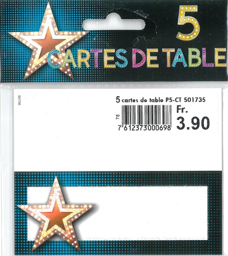 [CT 501735] Sachet 5 cartes de table