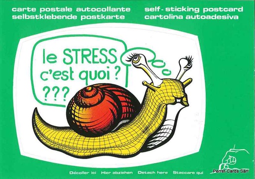 [9700215] Postcards SK 215 Stickers 'Le stress, c'est quoi ?' (escargot)