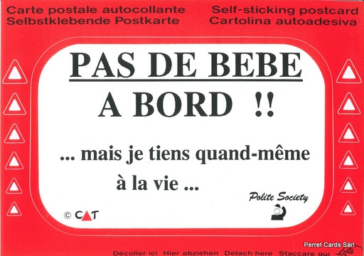 [9700380] Postcards SK 380 Stickers 'Pas de bébé à bord !!'