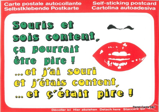 [9700436] Postcards SK 436 Stickers 'Souris et sois content...'*