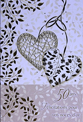 [NC 70942-B] Carte Anniv. de mariage 50 ans (noces d'or)