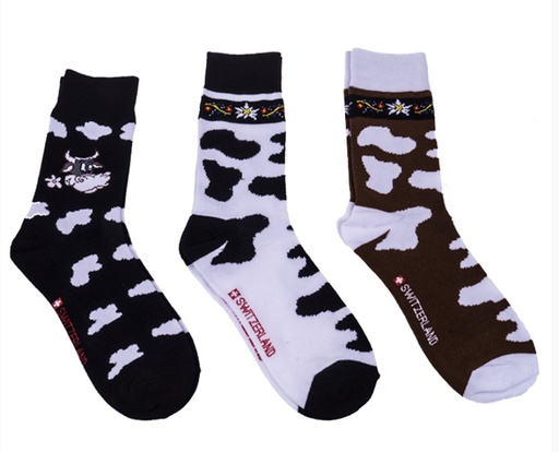 [MS SO1603] Lot de 3 paires de chaussettes &quot;vache&quot; (taille 34-38)