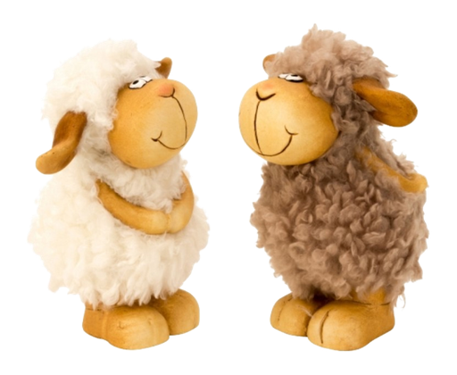 [ZE 5366] Lot de 2 mouton en porcelaine avec fourrure 12.90/pcs