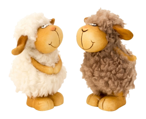 [ZE 5366] Lot de 2 moutons en céramique avec fourrure 12.90/pce