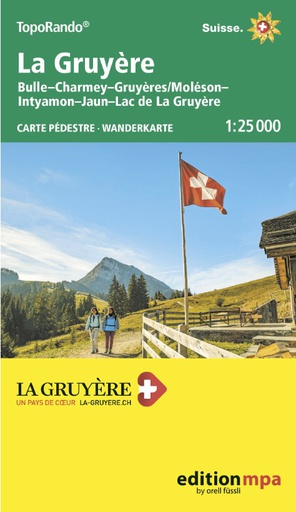 [BZ38977312] Carte pédestre 1:25'000 La Gruyère, Bulle, Charmey/Moléson, Intyamon, Jaun, Lac de Gruyère