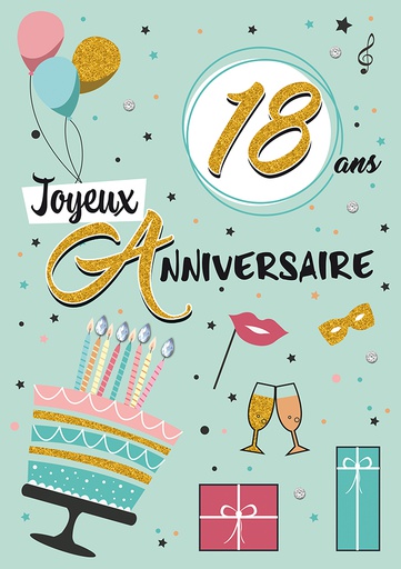 [A4-AG MAXI19] Carte A4 Anniversaire 18 ans