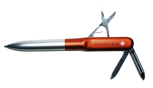 [CR 9100] Stift &quot;Schweizer Kreuz&quot; mit Messer/Feile/Schere