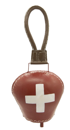 [CR 3802] Cloche rouge 28cm &quot;croix suisse&quot;