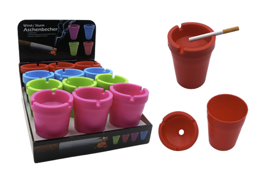 [TT 01936] Display 12 cendriers colorés anti-vent (6.90/pce)