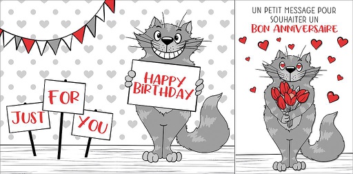 [HAi3nChat] Mélange de 6 cartes à 4.90 Anniversaire Chat