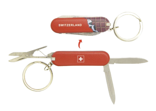 [CR 8986] Schlüsselanhänger Messer Schokolade &quot;Switzerland&quot;