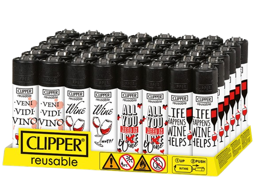 [BQ 901122] Display 48 briquets CLIPPER Large &quot;Vin&quot; (PVC 2.50/pce)