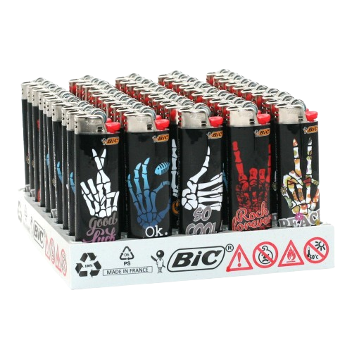 [BQ 993122.1] Display 50 briquets BIC  &quot;signes de la main squelette&quot; (2.50/pce)