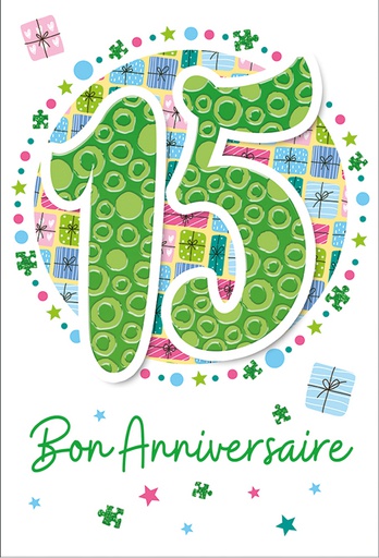 [AG 524190-15] Carte Anniv. 15 ans